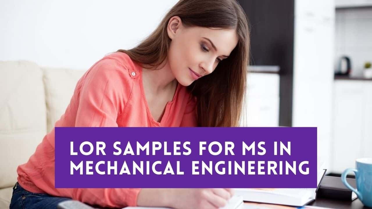 LOR samples for ms in Mechanical Engineering